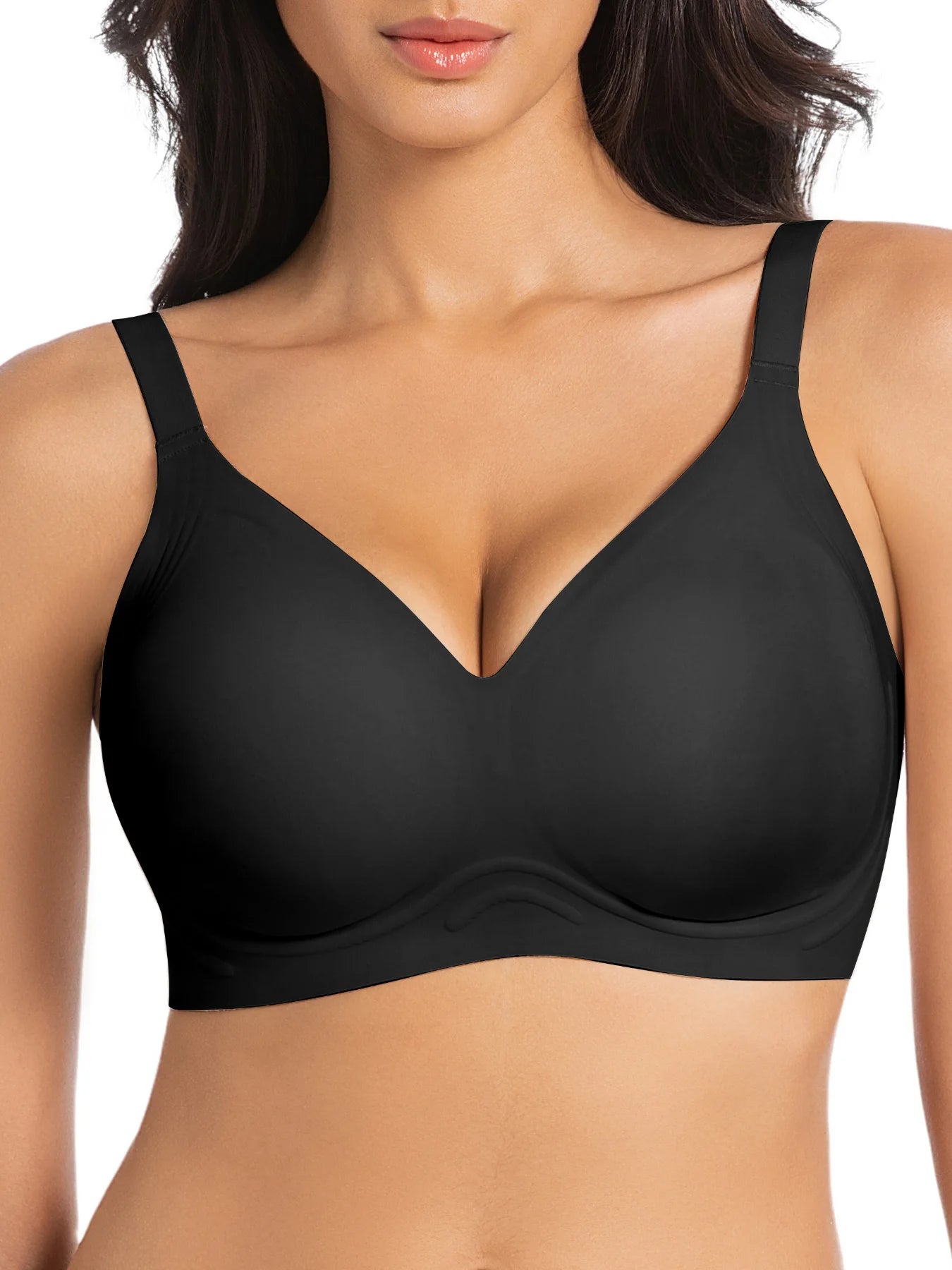 Seamless V-Neck Mesh Push up Full Coverage Wireless Bra Women's Soft Comfortable No Underwear with Removable Pads 8085