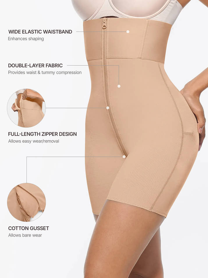 Feelingirl Wide Waistband Tummy Control Butt Lifting Shaping Shorts