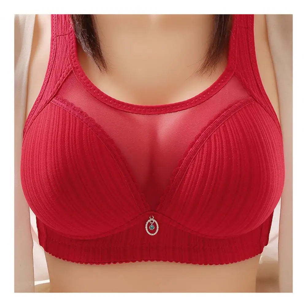 Seamless Wireless Women Bra Sexy See Through Chest Pad Wide Shoulder Strap Push Up Lady Bra Sexy Ladies Sports Bra Nursing Bras