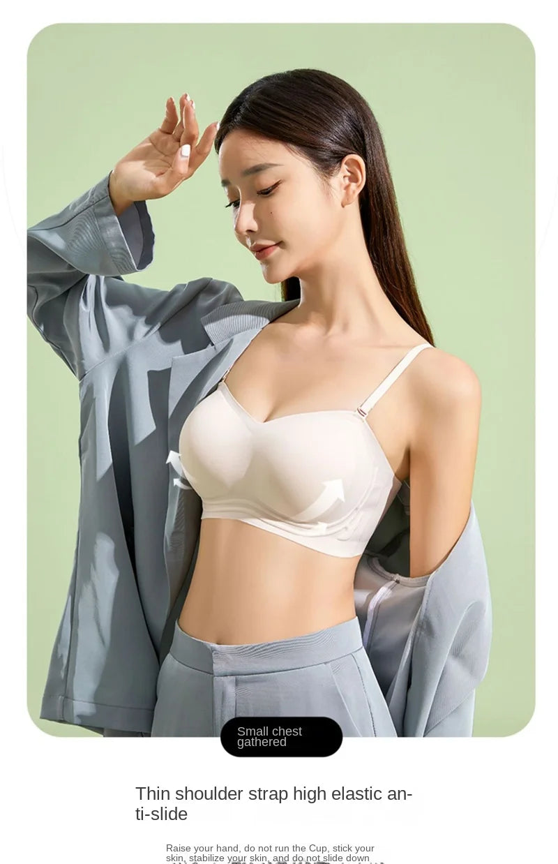 Push Up Bra For Women Sexy Bralette Wireless Soft Seamless Brassiere Comfortable Gathered Female Externally Expanded Lingerie