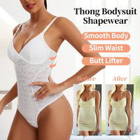 V-Neck Lace Thong Bodysuit Hollow Women Sexy Suspender Top Tummy Control Crotchless Body Shaper Shapewear Removable Chest Pad