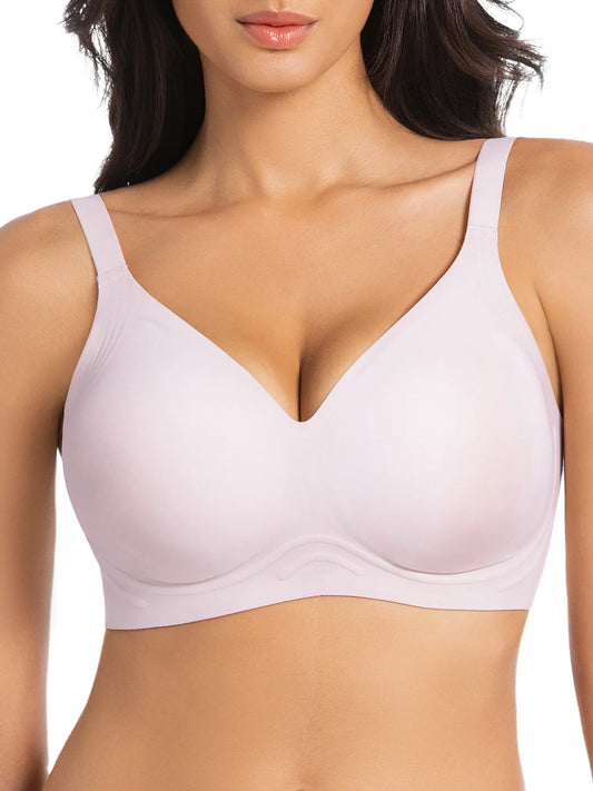 Seamless V-Neck Mesh Push up Full Coverage Wireless Bra Women's Soft Comfortable No Underwear with Removable Pads 8085