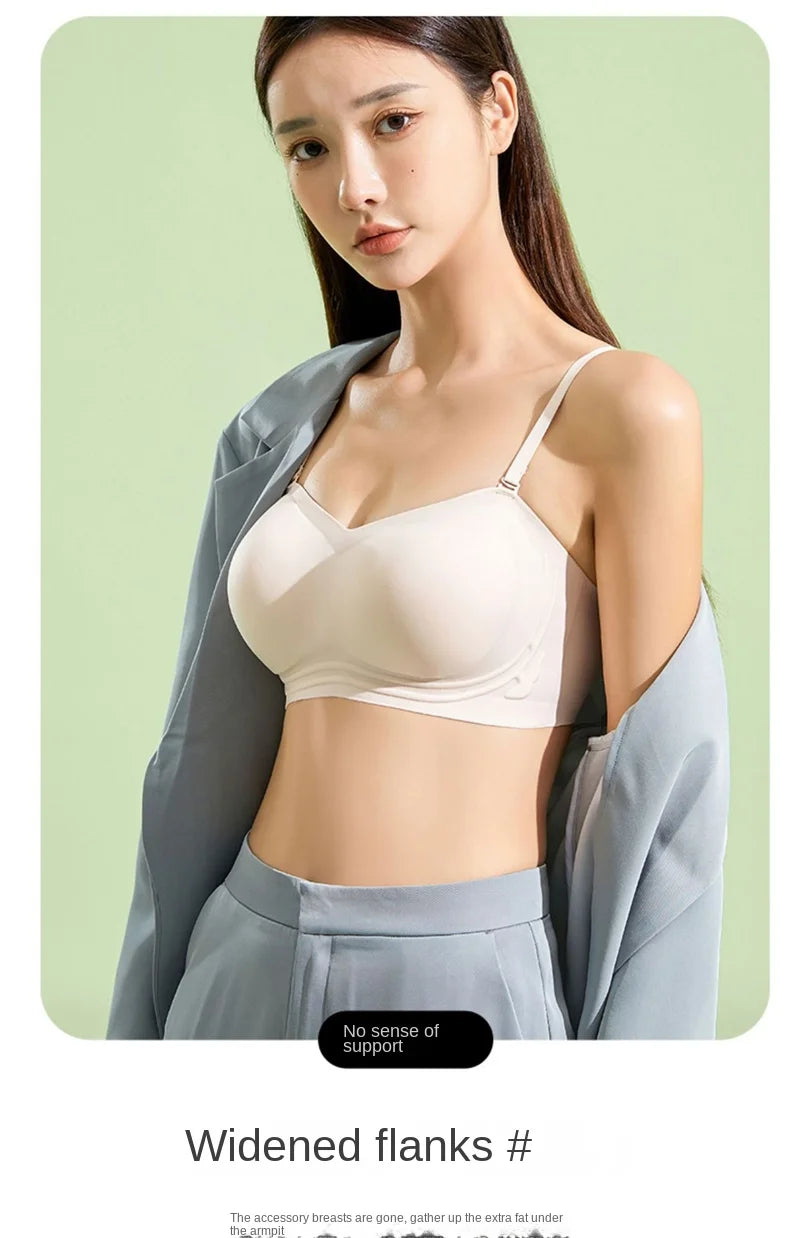Push Up Bra For Women Sexy Bralette Wireless Soft Seamless Brassiere Comfortable Gathered Female Externally Expanded Lingerie