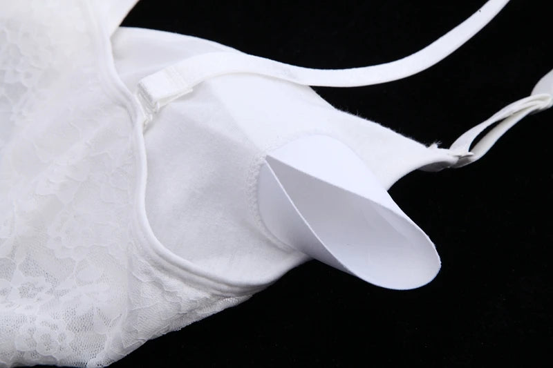 V-Neck Lace Thong Bodysuit Hollow Women Sexy Suspender Top Tummy Control Crotchless Body Shaper Shapewear Removable Chest Pad