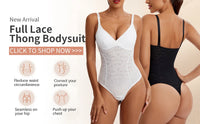 V-Neck Lace Thong Bodysuit Hollow Women Sexy Suspender Top Tummy Control Crotchless Body Shaper Shapewear Removable Chest Pad