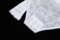 V-Neck Lace Thong Bodysuit Hollow Women Sexy Suspender Top Tummy Control Crotchless Body Shaper Shapewear Removable Chest Pad
