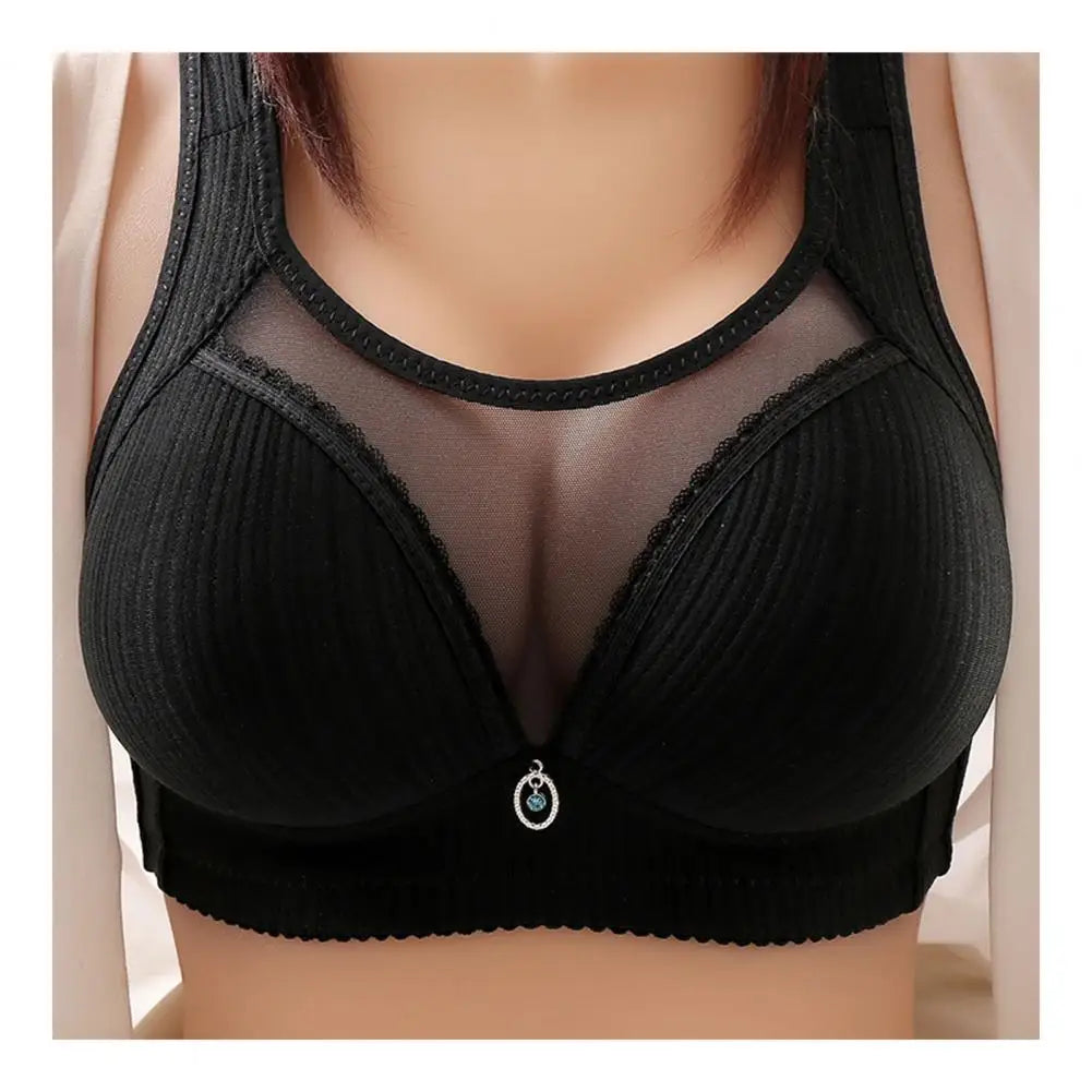 Seamless Wireless Women Bra Sexy See Through Chest Pad Wide Shoulder Strap Push Up Lady Bra Sexy Ladies Sports Bra Nursing Bras