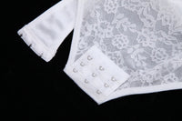 V-Neck Lace Thong Bodysuit Hollow Women Sexy Suspender Top Tummy Control Crotchless Body Shaper Shapewear Removable Chest Pad